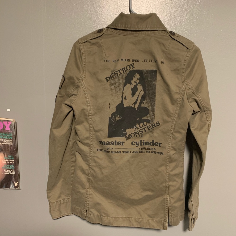 Olive Graphic Military Jacket - Women's Blazer Style
